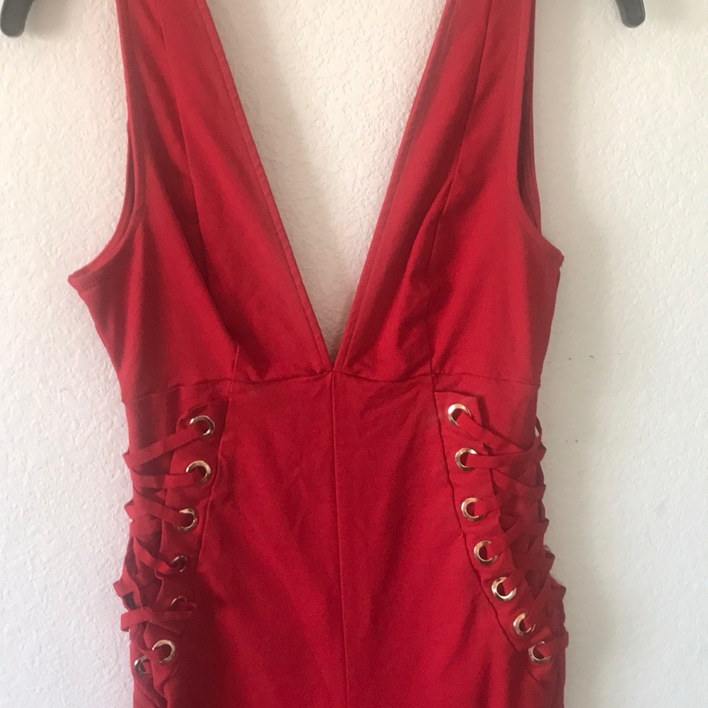 Red jumpsuit- laced sides